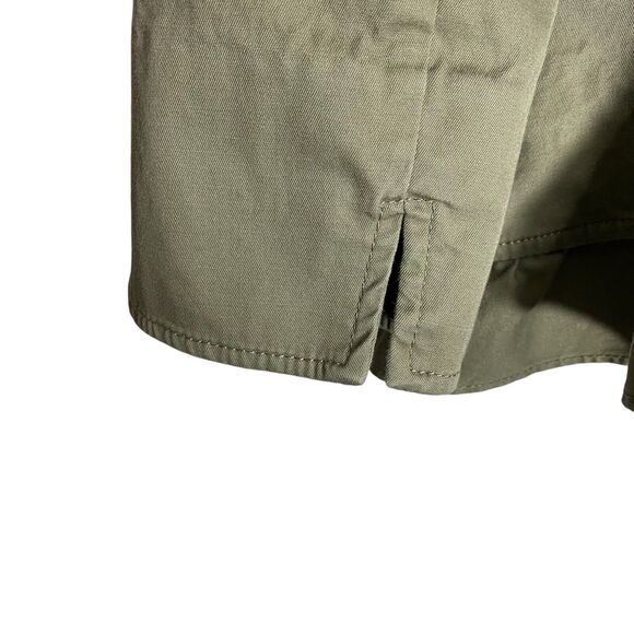 Talbots Blazer Jacket 2 Petite Ruffle Neck Twill Preppy Office Siren Olive Green - Picture 12 of 14